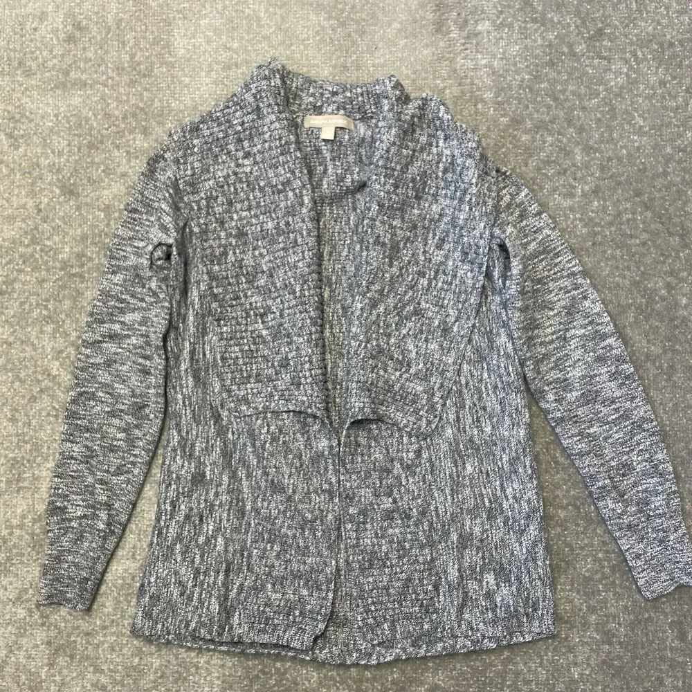 Banana Republic Cardigan Womens Medium Navy Blue White Sweater Casual Knit Shawl